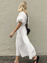 Aeolian Puff Sleeve Cotton Long Dress